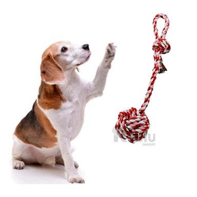 SOGA ALGODÓN PERROS RYBIU CON PELOTA RESISTENTE ROSADO Y ROJO + AGENDITA