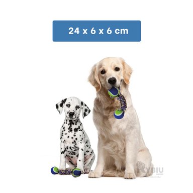 PELOTILLA ALGODÓN PERROS RYBIU TENIS AZUL + REGALO LIGAS PEINAR