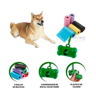 KIT BOLSAS PERROS GATOS RYBIU MA29658 DESACHABLE DEPOSICION VERDE + REGALO STICKERS