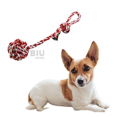 JUGUETE ALGODÓN PERROS RYBIU SOGA RESISTENTE ROSADO Y ROJO + PAPEL REGALO