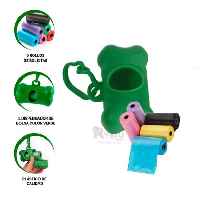 KIT BOLSAS PERROS GATOS RYBIU MA29658 COMPACTO POPO VERDE + REGALO AGENDITA