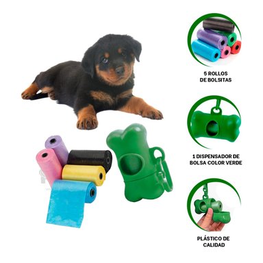 KIT BOLSAS PERROS GATOS RYBIU MA29658 HIGIENICO POPO MASCOTAS VERDE + GIFT STICKERS