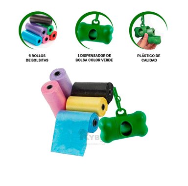 KIT BOLSAS PERROS GATOS RYBIU MA29658 PET FACIL USAR VERDE + ENVOLTORIO REGALO