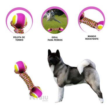 ARTICULO JUEGO ALGODÓN PERROS RYBIU CON CUERDA ROSADO + ENVOLTORIO REGALO