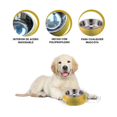 COMEDERO DURADERO EN COLOR AMARILLO Y+ENVOLTORIO DE REGALO