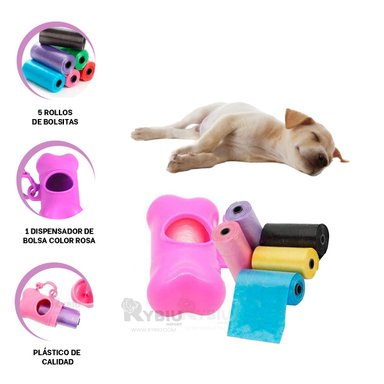 KIT BOLSAS PERROS GATOS RYBIU MA29659 COMPACTO POPO ROSADO + REGALO AGENDITA