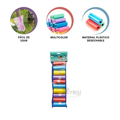 KIT BOLSAS PERROS GATOS RYBIU MA29657 DESACHABLE DEPOSICION MULTICOLOR + REGALO STICKERS
