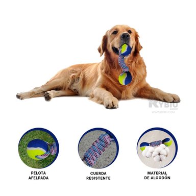 PELOTA ALGODÓN PERRITOS RYBIU DURADERO COLORACION AMARILLO + STICKERS