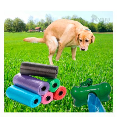 SET BOLSAS PERROS GATOS RYBIU MA29658 COMPLETO DESECHOS MASCOTA VERDE + PAPEL REGALO