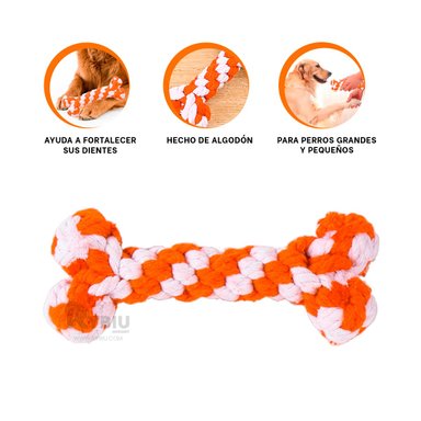 JUGUETE ALGODÓN PERROS RYBIU HUESITO ANTIESTRES EN TONALIDAD NARANJA + POST-IT ADHESIVOS