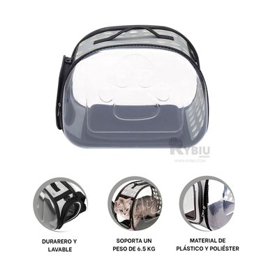 TRANSPORTADOR RYBIU MALETIN PARA LLEVAR MASCOTA EN PLOMO + ENVOLTORIO DE REGALO