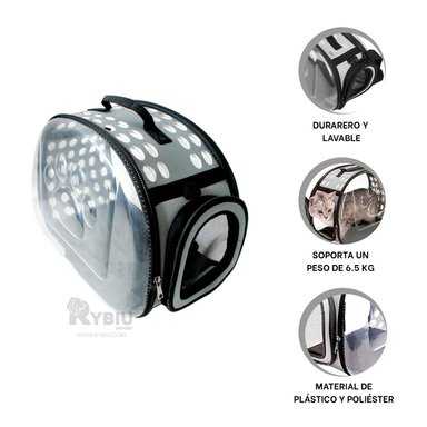 TRANSPORTADOR RYBIU MALETIN PARA TRANSPORTAR GATOS PLOMO + GIFT STICKERS