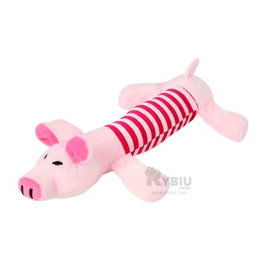 JUGUETE PERROS RYBIU FORMA CHANCHO ROSADO CON FUCSIA + PAPEL REGALO