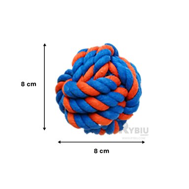 BOLA ALGODÓN PERROS RYBIU MODELO TRENZADO EN AZUL + LIGAS REGALO