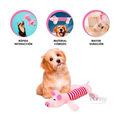 MUÑECO PERROS RYBIU DISEÑO CHANCHO ROSADO Y FUCSIA + LIGAS REGALO