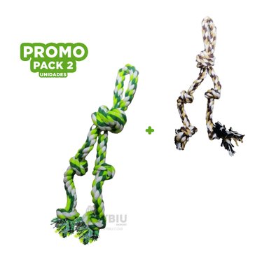 MORDEDOR ALGODÓN PERROS RYBIU DURADERO VERDE + BANDERITAS ADHESIVAS