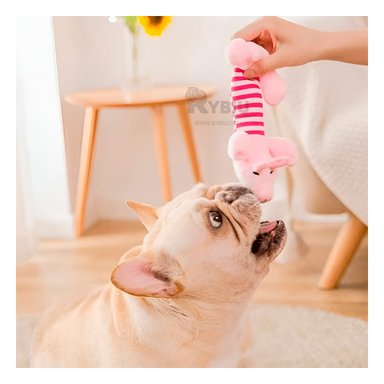 MUÑECO PERROS RYBIU ANIMAL ROSADO Y FUCSIA + REGALO LIGAS PEINAR - 2