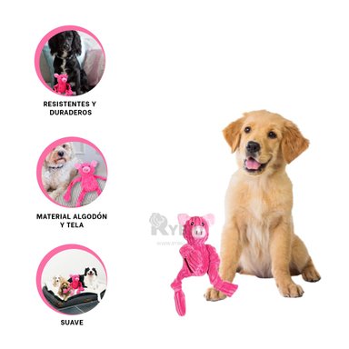 JUGUETE PERROS Y GATOS RYBIU PELUCHE CHANCHO EN ROSADO + POST-IT ADHESIVOS