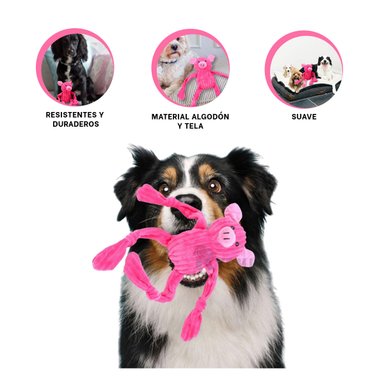 JUGUETE PERROS Y GATOS RYBIU FELPA CHANCHO EN ROSADO + BANDERITAS ADHESIVAS