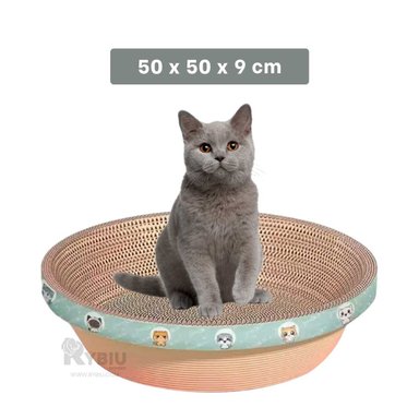 CAMA RASCADORA GATOS RYBIU AMPLIA MARRON + BANDERITAS ADHESIVAS - 5