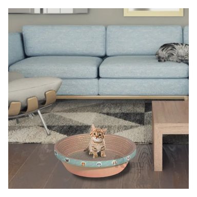 RASCADOR GATOS RYBIU CIRCULAR EN COLORACION MARRON + PAPEL REGALO