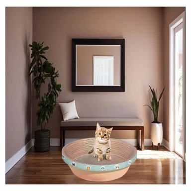 CAMA RASCADORA GATOS RYBIU EN TONALIDAD MARRON + POST-IT ADHESIVOS - 3
