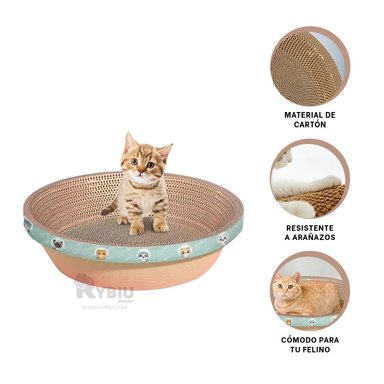 CAMA GATOS RYBIU ANTIESTRES GRANDE MARRON + POST-IT ADHESIVOS