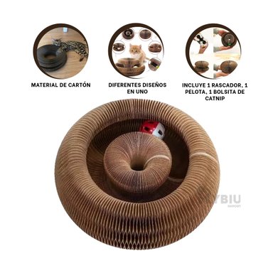 CAMA RASCADOR GATOS RYBIU EN FORMA ACORDEON MARRON + GIFT MINIAGENDA