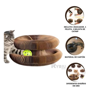 CAMA GATOS RYBIU RASCAR EN TONALIAD MARRON + ENVOLTORIO REGALO - 3
