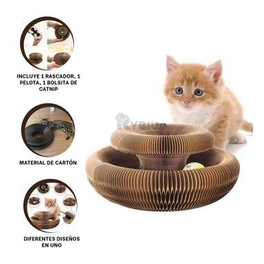CAMA FELINOS RYBIU COMPACTA EN MARRON + REGALO STICKERS - 3