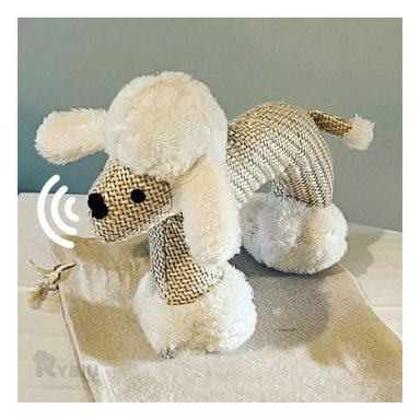 PELUCHE PERRO RYBIU EN FORMA BLANCO + PAPEL REGALO