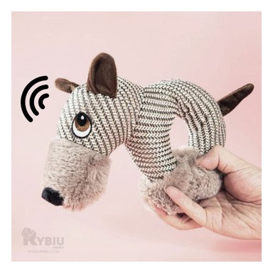 PELUCHE PERROS RYBIU CON EFECTO SONORO BEIGE Y MARRON + PAPEL REGALO