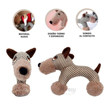 JUGUETE PERROS RYBIU CABALLO RAYADO EN BEIGE Y MARRON + GIFT STICKERS