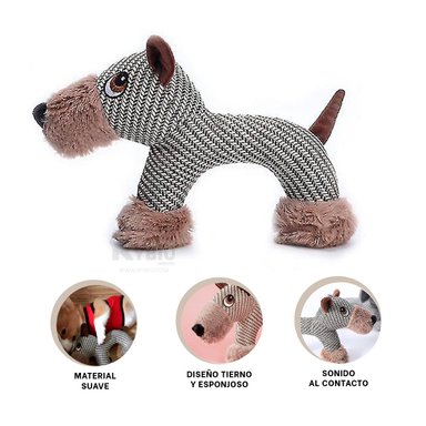 MUÑECO PERROS RYBIU COMODO EN BEIGE Y MARRON + REGALO LIGAS PEINAR - 2