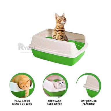 SANITARIO GATOS RYBIU MA30933 ARENA SEMICERRADO VERDE + STICKERS