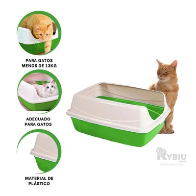 SANITARIO GATOS RYBIU MA30933 ARENERO VERDE + ENVOLTORIO REGALO