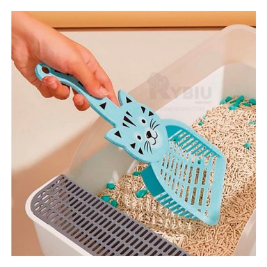 PALA PERROS GATOS RYBIU MA31204 RECOGEDOR DESECHOS AZUL + PAPEL REGALO