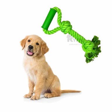 CUERDA ALGODÓN PERRO RYBIU UTIL EN VERDE LIMON + ENVOLTORIO REGALO