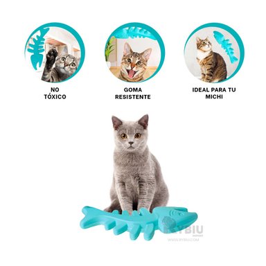 JUGUETE PERROS Y GATOS RYBIU ESPINA PESCADO VERDE AGUA + ENVOLTORIO REGALO