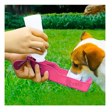 BEBEDERO PERRO MA31013 RYBIU CON BANDEJA ROSADO + PAPEL REGALO