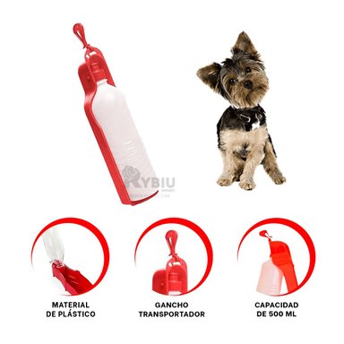 BOTELLA PERRO MA31012 RYBIU LLEVAR AGUA PET ROJO + BANDERITAS ADHESIVAS