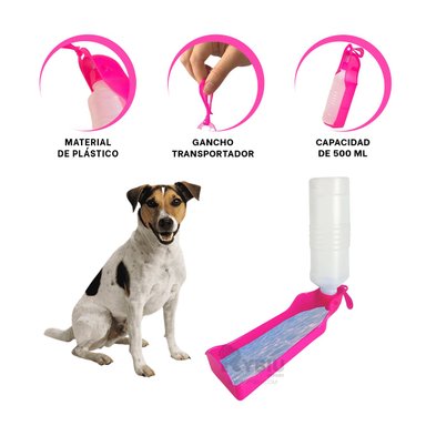 TOMATODO PERRO MA31013 RYBIU MASCOTA CON BANDEJA ROSADO + STICKERS