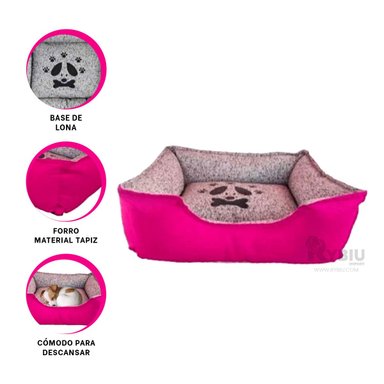 CAMA PERROS MA31028 FORRO INCLUIDO TALLA L FUCSIA RYBIU + PAPEL REGALO