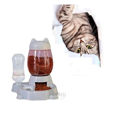 COMEDERO GATO MA31070 RYBIU MODERNO UNIDO PET GRIS + PAPEL REGALO