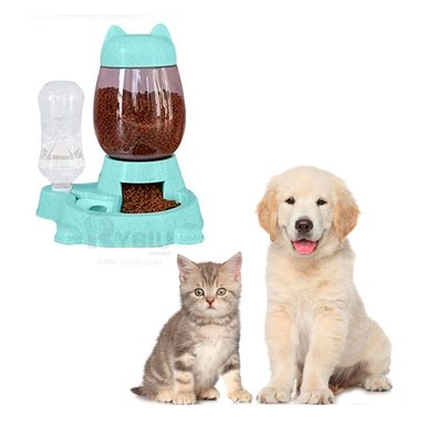 PLATO GATO MA31071 RYBIU ESTILIZADO CON BEBEDERO CELESTE + STICKERS