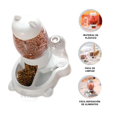 PLATO GATO MA31070 RYBIU ESTILIZADO CON BEBEDERO GRIS + STICKERS