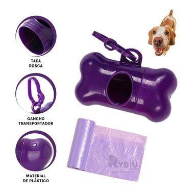 ESTUCHE PERROS RYBIU MA31141 DISEÑO HUESO MORADO + BANDERITAS ADHESIVAS