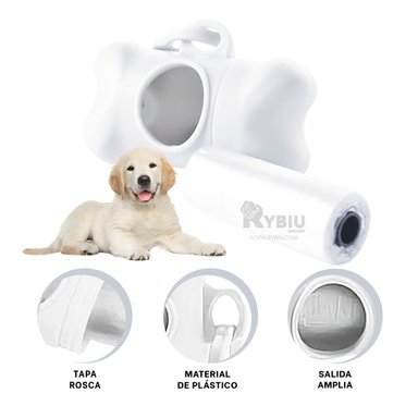 CONTENEDOR PERROS RYBIU MA31139 RESIDUOS BLANCO + BANDERITAS ADHESIVAS