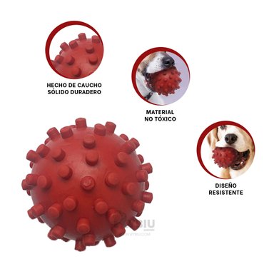 PELOTA MASCOTAS RYBIU MASTICABLE EN ROJO + REGALO STICKERS