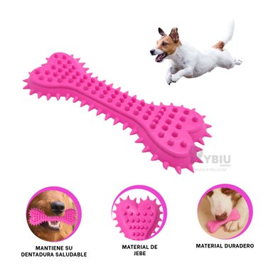 HUESO PERROS RYBIU JEBE ANTIESTRES EN ROSADO + BANDERITAS ADHESIVAS